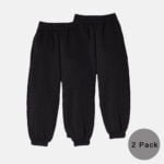 2 Pack Fleece Closed Hem Jogging Bottoms In Black Colour