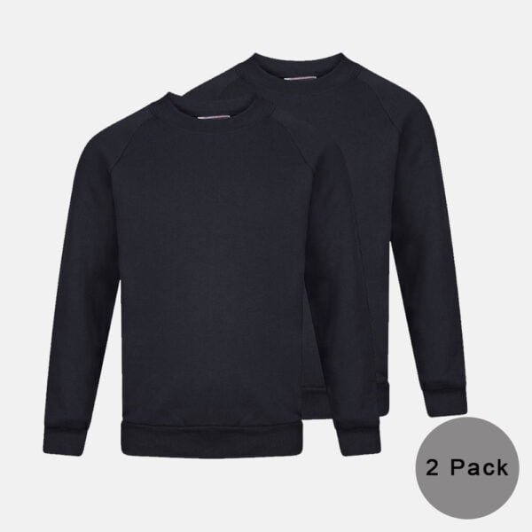 2 Pack kids Round Neck School Fleece Jumpers In Black Colour