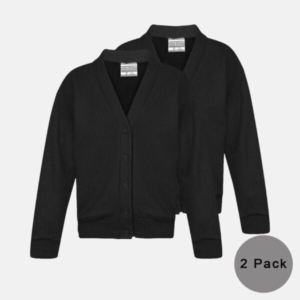 2 Pack Girls School Fleece Cardigans In Black Colour