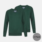 2 Pack Kids V Neck School Fleece Jumpers In Bottle Green Colour