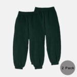 2 Pack Fleece Closed Hem Jogging Bottoms In Green Colour