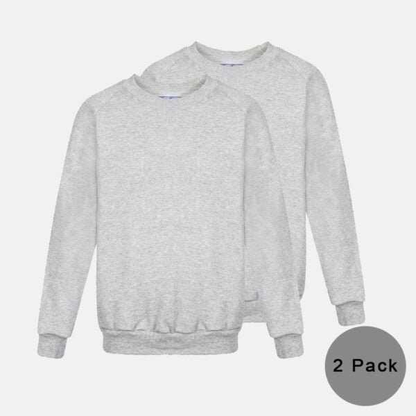 2 Pack kids Round Neck School Fleece Jumpers In Grey Colour