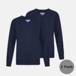 2 Pack Kids V Neck School Fleece Jumpers In Navy Blue Colour