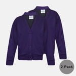 2 Pack Girls School Fleece Cardigans In Purple Colour