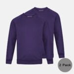 2 Pack kids Round Neck School Fleece Jumpers In Purple Colour