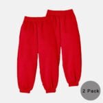2 Pack Fleece Closed Hem Jogging Bottoms In Red Colour