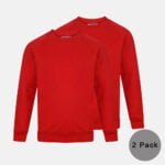 2 Pack kids Round Neck School Fleece Jumpers In Red Colour