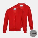 2 Pack Girls School Fleece Cardigans In Red Colour