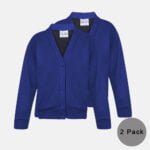 2 Pack Girls School Fleece Cardigans In Royal Blue Colour