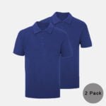 2 Pack Unisex School Summer Polo Shirts In Royal Blue Colour