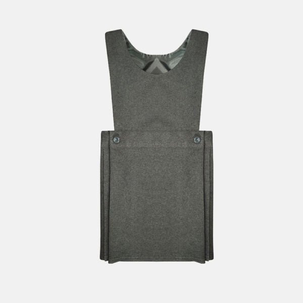 Girls School Box Pleated Bib Pinafore Dress In Grey