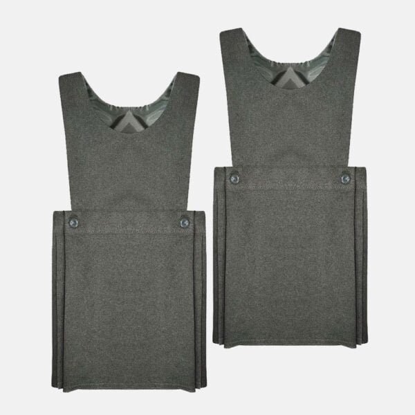 2 Pack Girls School Box Pleated Bib Pinafore Dress In Grey