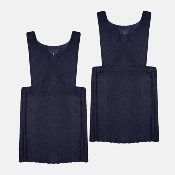 2 Pack Girls School Box Pleated Bib Pinafore Dress In Navy Blue