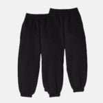 2 Pack Fleece Closed Hem Jogging Bottoms In Black Colour