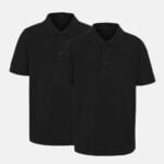 2 Pack Unisex School Polo Shirts In Back Colour