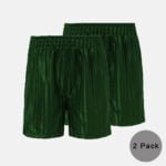 2 Pack Kids School Pe Shorts In Bottle Green Colour