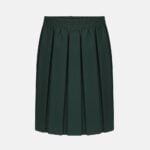 Girls School Elasticated Waist Box Pleated Skirts In Bottle Green