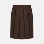 Girls School Elasticated Waist Box Pleated Skirts In Brown