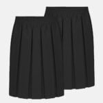 2 Pack Girls School Elasticated Waist Box Pleated Skirts In Back