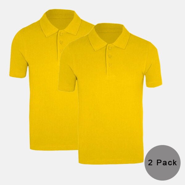 2 Pack Unisex School Polo Shirts In Gold Colour