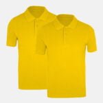 2 Pack Unisex School Polo Shirts In Gold Colour