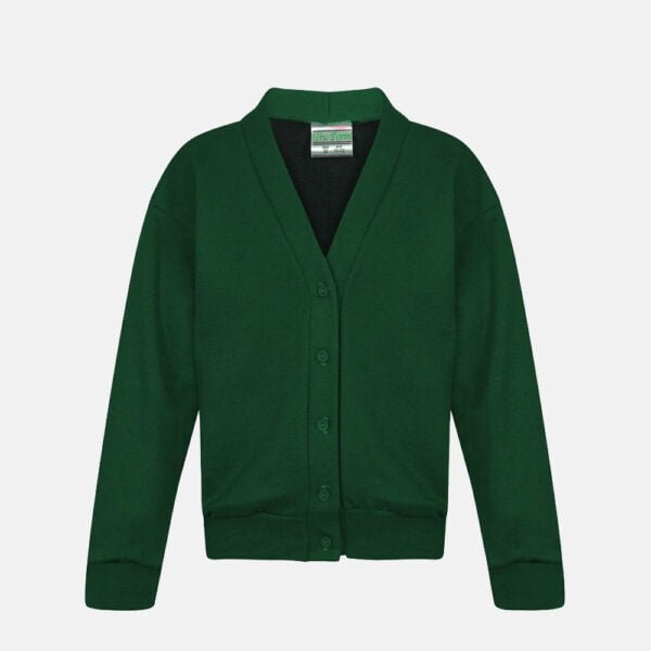 Girls School Fleece Cardigans In Green Colour