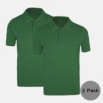 2 Pack Unisex School Polo Shirts In Green Colour