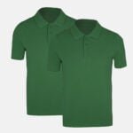 2 Pack Unisex School Polo Shirts In Green Colour