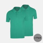 2 Pack Unisex School Summer Polo Shirts In Green Colour