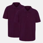 2 Pack Unisex School Polo Shirts In Purple Colour