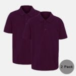 2 Pack Unisex School Polo Shirts In Purple Colour