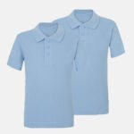 2 Pack Unisex School Summer Polo Shirts In Sky Blue Colour