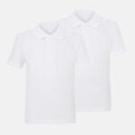 2 Pack Unisex School Summer Polo Shirts In White Colour