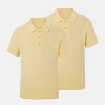 2 Pack Unisex School Summer Polo Shirts In Yellow Colour