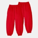 2 Pack Fleece Closed Hem Jogging Bottoms In Red Colour
