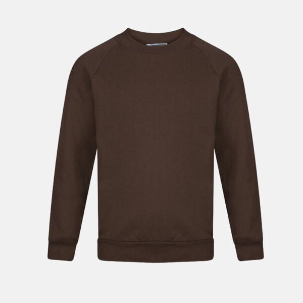 kids Round Neck School Fleece Jumpers In Brown Colour