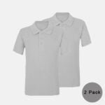 2 Pack Unisex School Summer Polo Shirts In Grey Colour