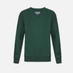 Kids V Neck School Fleece Jumpers In Bottle Green Colour