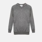 Kids V Neck School Fleece Jumpers In Grey Colour