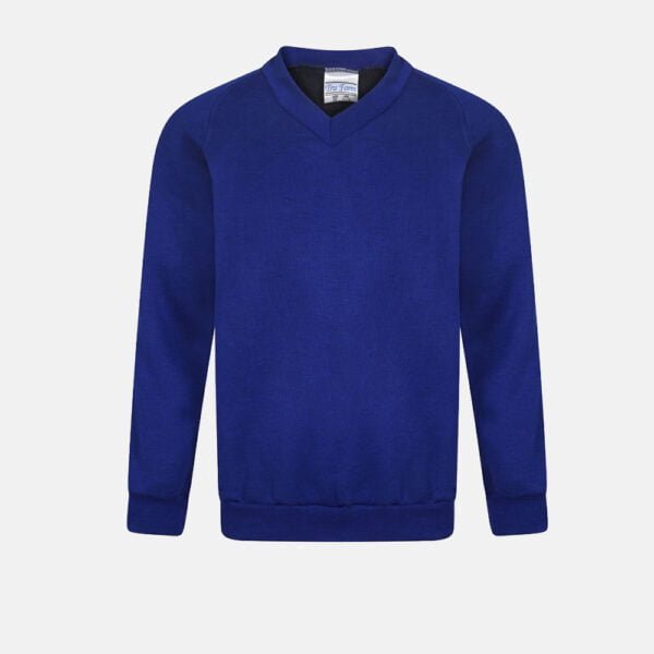 Kids V Neck School Fleece Jumpers In Royal Blue Colour