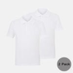 2 Pack Unisex School Summer Polo Shirts In White Colour