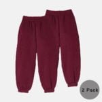 2 Pack Fleece Closed Hem Jogging Bottoms In Wine Colour