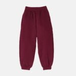 Fleece Closed Hem Jogging Bottoms In Wine Colour