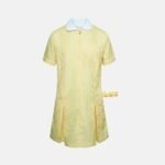 Girls School Summer Gingham Short Sleeve Dress In Yellow